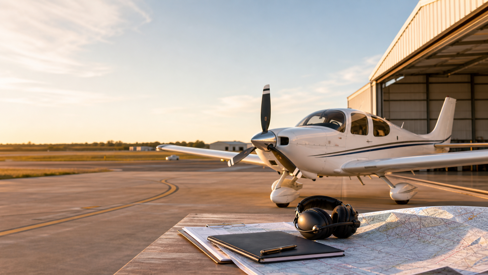 Training aircraft, headset, and flight planning documents